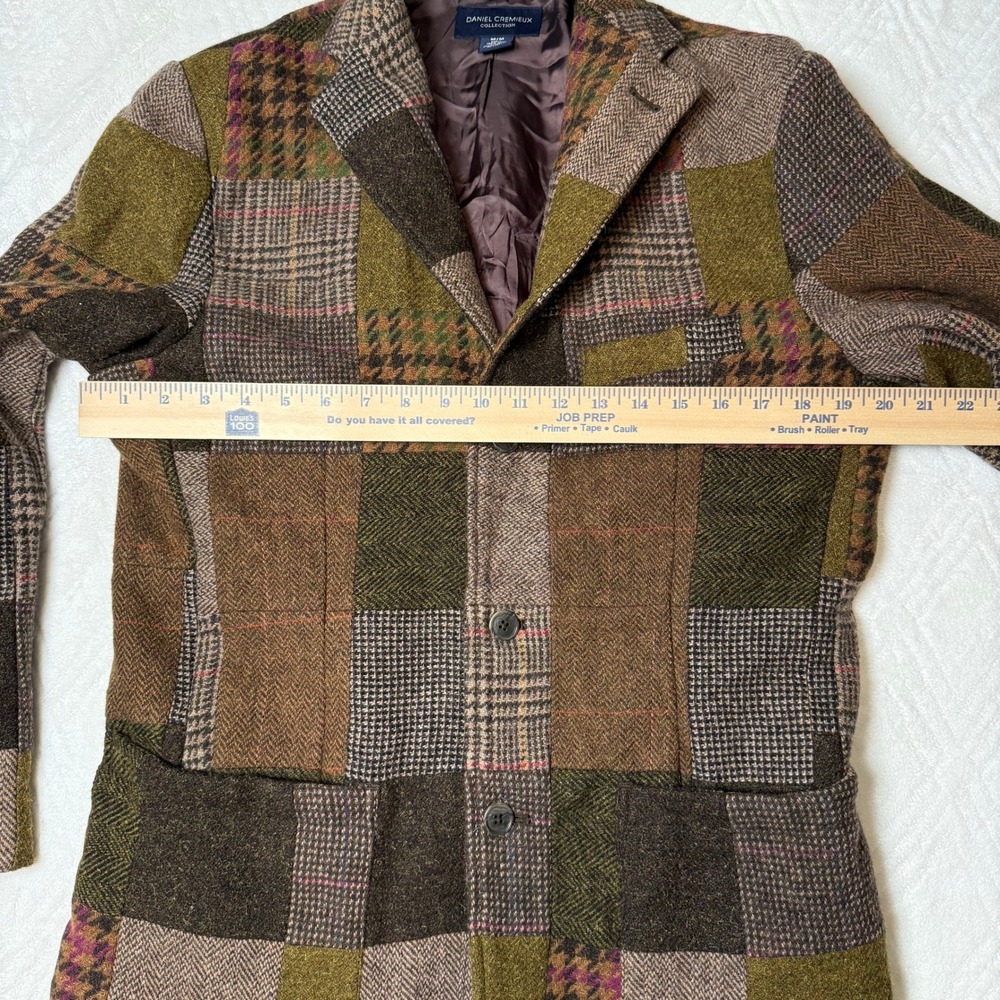 Dark Academia Daniel Cremieux M Patchwork Wool Tweed Blazer Sport Coat - Picture 6 of 11